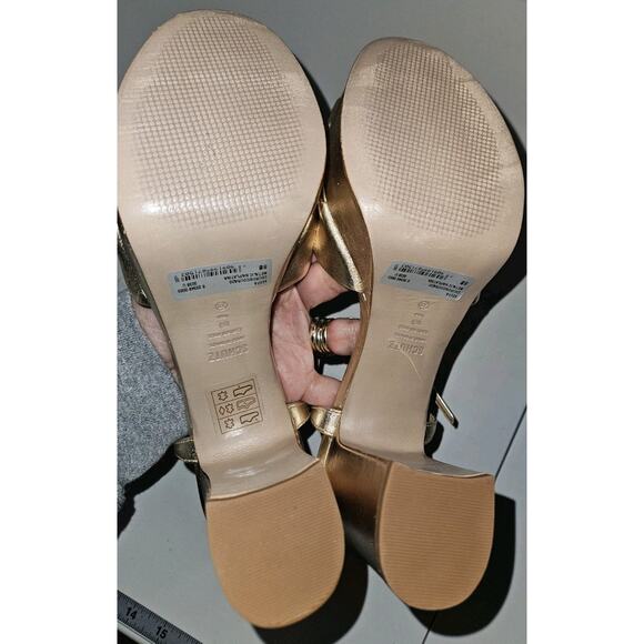 New! Schutz KEEFA Metallic Gold Leather Platform Sandal Size 8B $158 - Picture 4 of 16